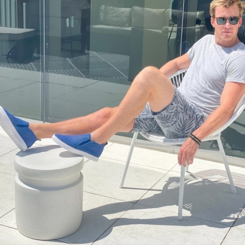 Jibs Unisex Mid Rise Galaxy Blue Slip-on Perforated Leather Odor Free Handmade - Picture 10 of 16